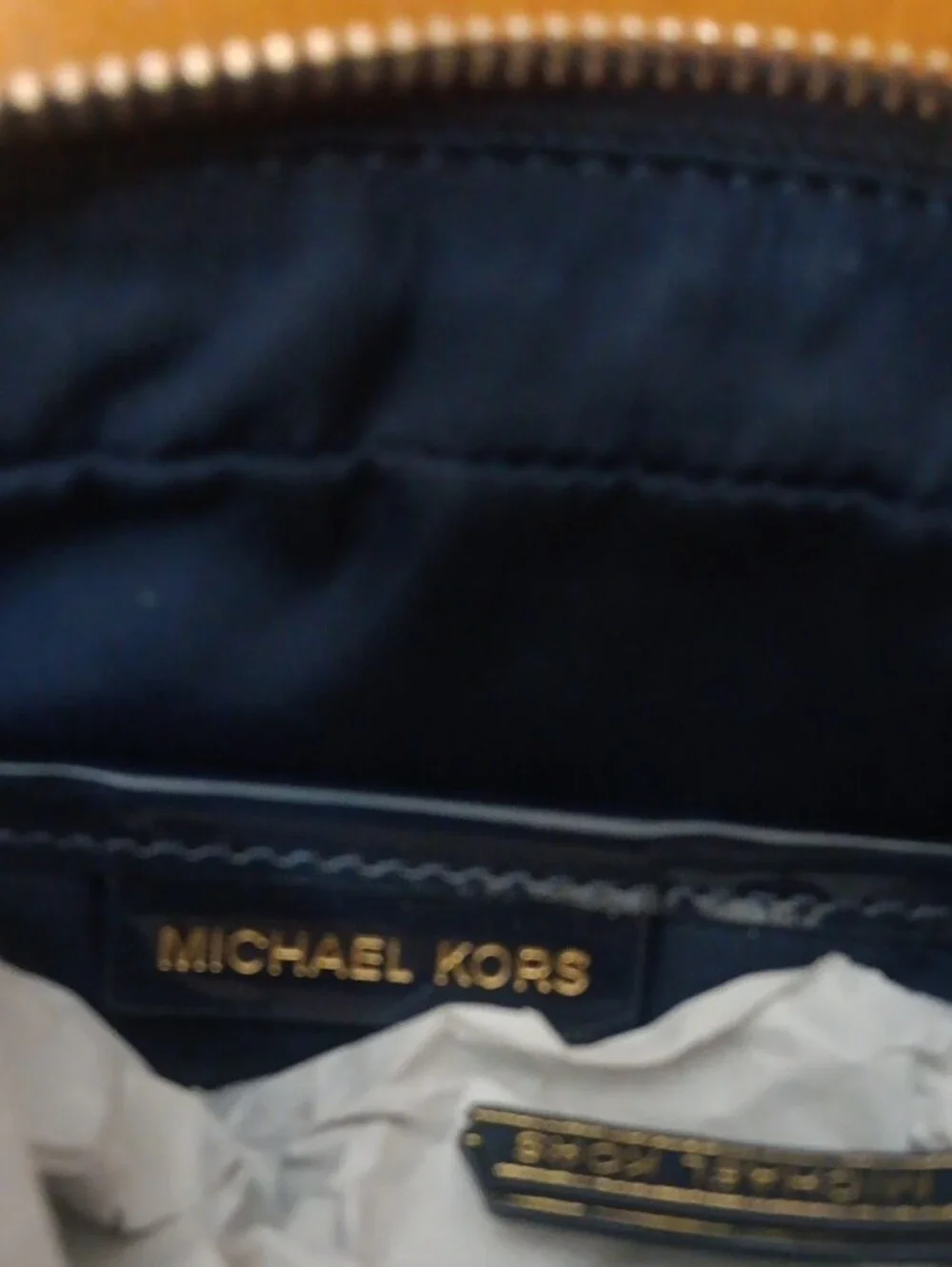 Michael Kors Navy and White Logo Messenger Crossbody